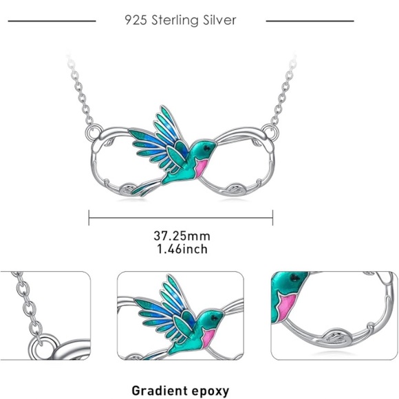18k Hummingbird Infinity Love Necklace - Picture 6 of 6